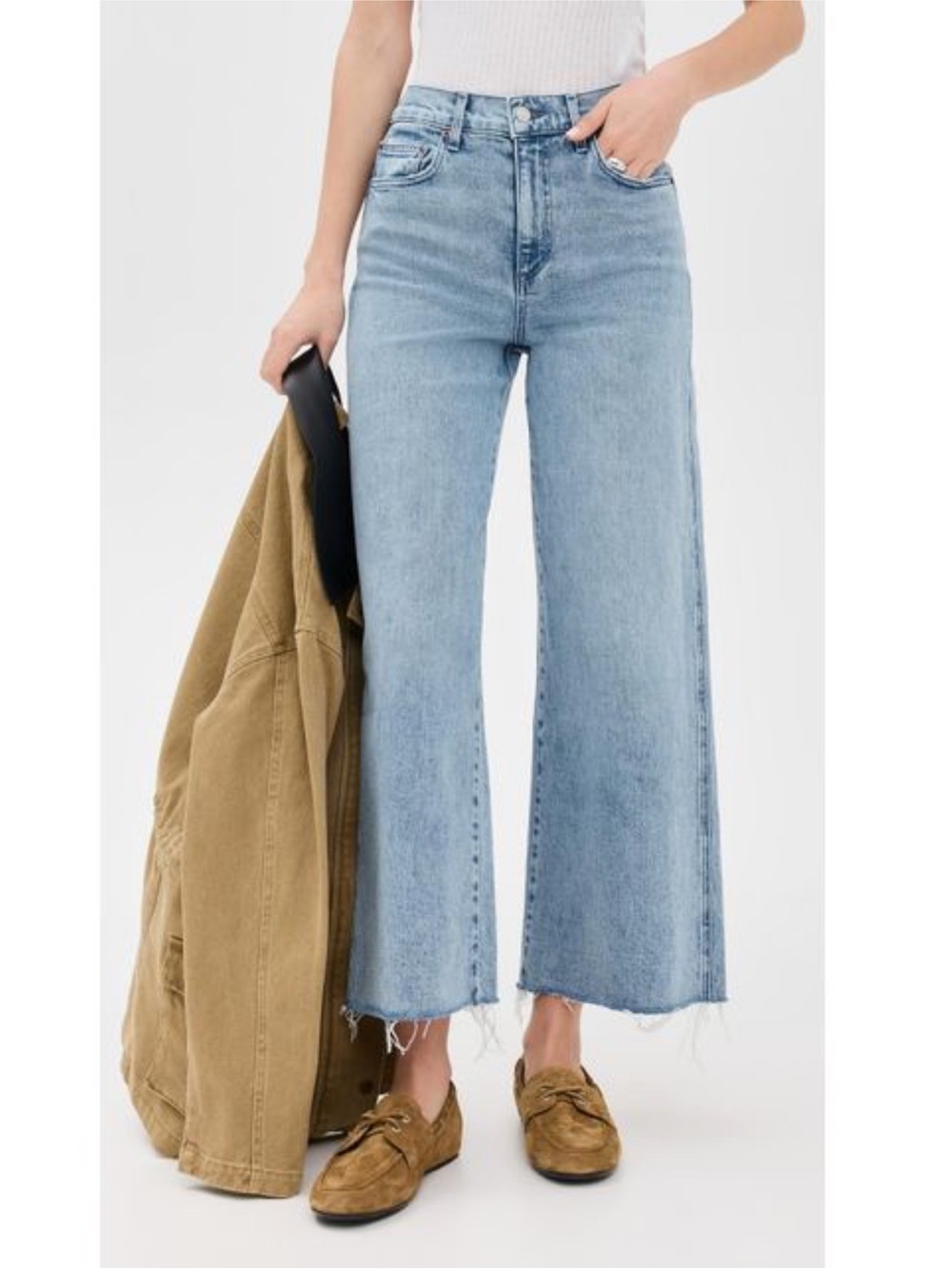 LE JEAN Juliette High Rise Wide Leg Jeans Size 27 Light Wash cotton blend USA